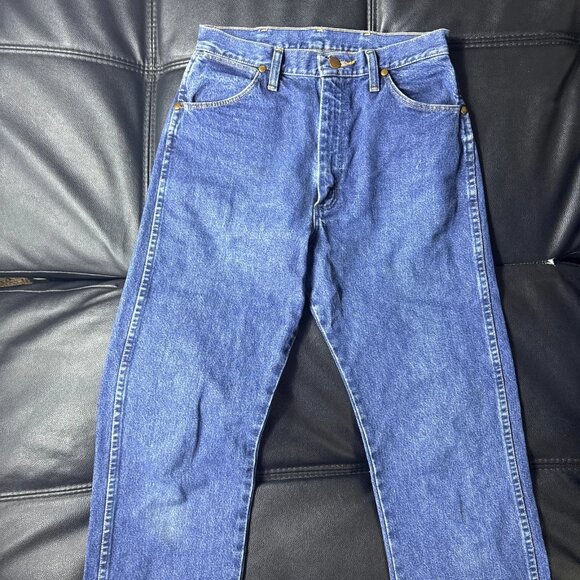 Wrangler Men's Straight Jeans Medium Wash Blue Denim Slash Pocket Classic 9x36 - Picture 4 of 13